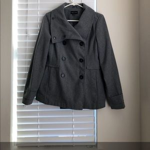 Grey, button down jacket.